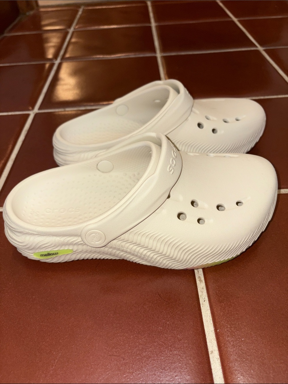 CROCS Mellow 2- tan with Neon Accent